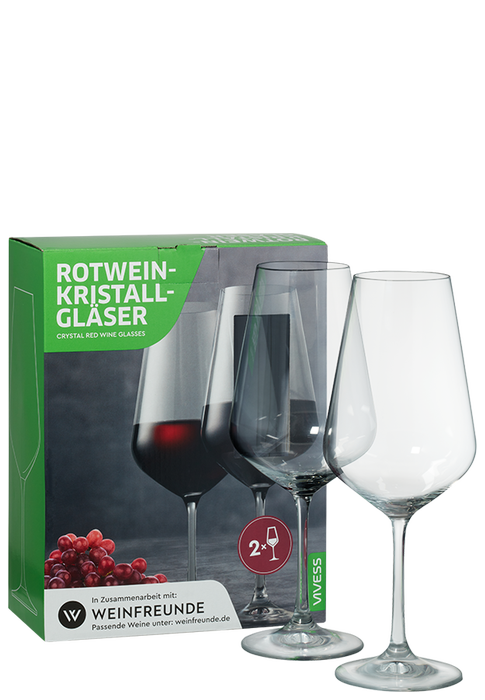 2er-Set Vivess Rotwein-Kristallgläser