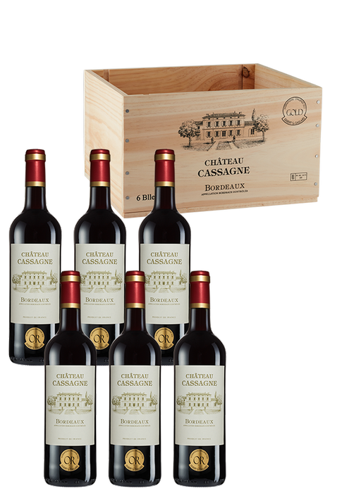 6er-Holzkiste Bordeaux AOP