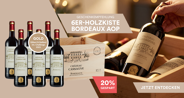 6er-Holzkiste Bordeaux AOP 2022 Château Cassagne