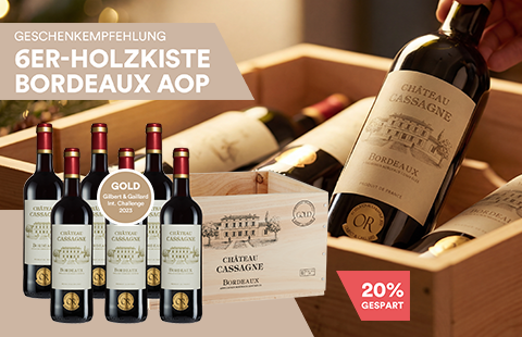 6er-Holzkiste Bordeaux AOP 2022 Château Cassagne