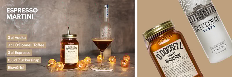 Espresso Martini Cocktail mit O'Donnell Toffee