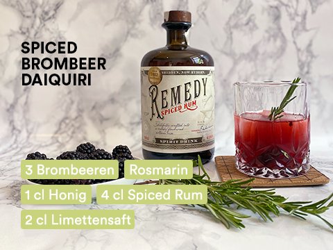 Spiced Brombeer Daiquiri mit Remedy Spiced Rum