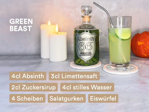 Green Beast Cocktail mit Absinth