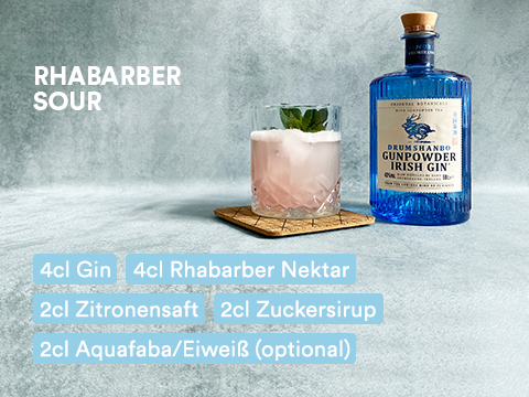 Rhabarber Sour mit dem Gunpowder Irish Gin