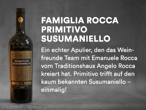 Wein des Jahres 2023: Famiglia Rocca Primitivo Susumaniello