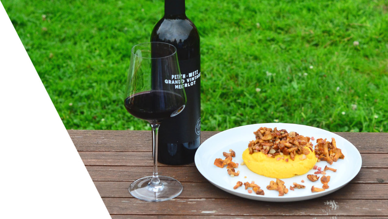 Peth-Wetz Merlot Grand Vintage zu Pfifferlings Polenta