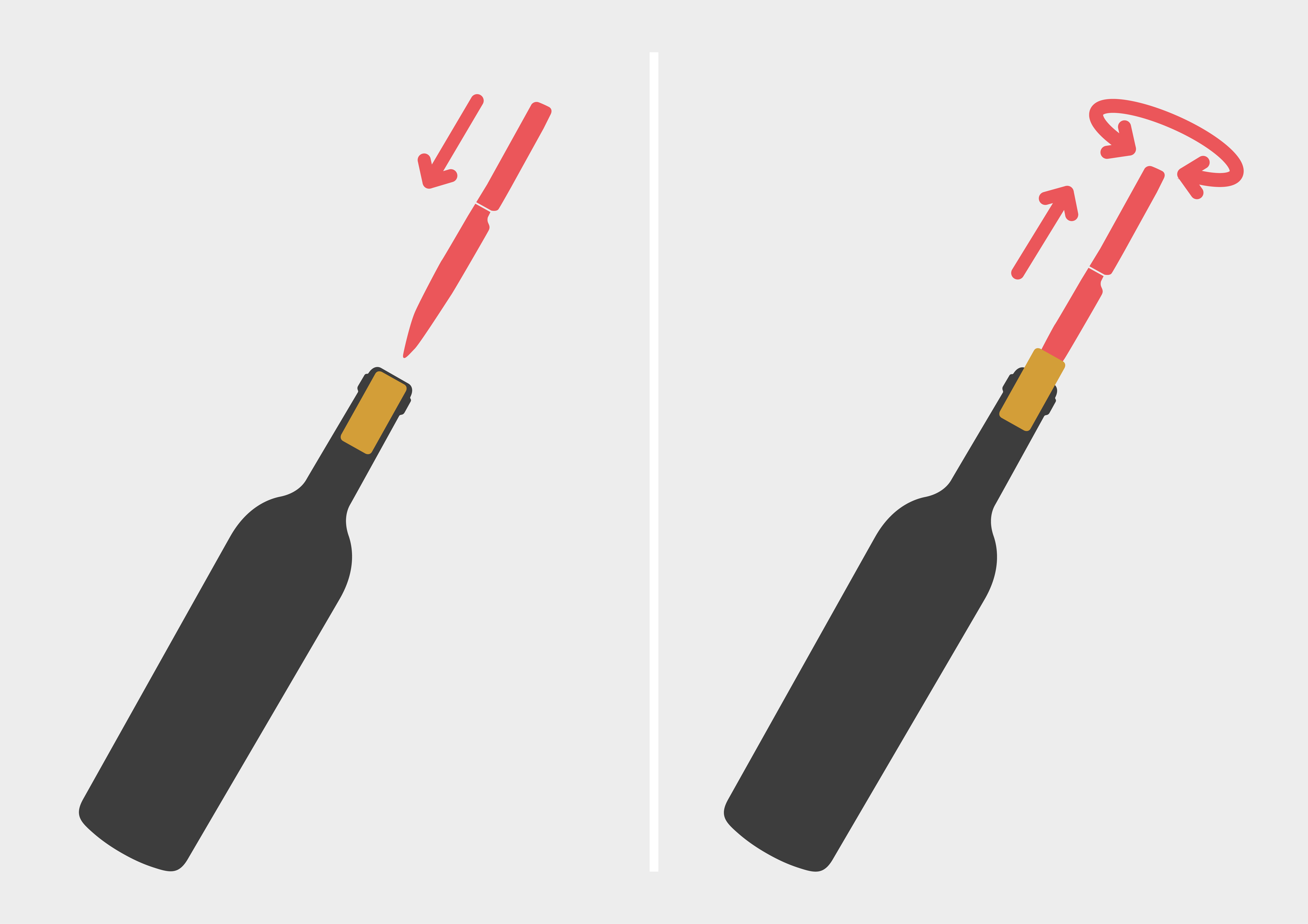 Weinflasche öffnen mit Messer