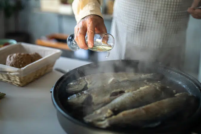 Kochen mit Weißwein
