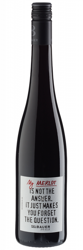 Image of My Merlot is not the answer, it just makes you forget the question. trocken (2022) - Emil Bauer - Rotwein aus der Pfalz, Deutschland