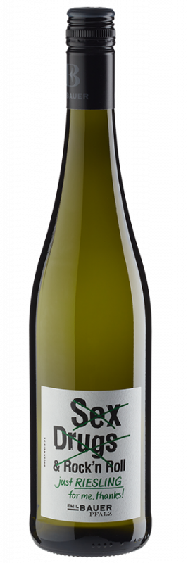 Image of No Sex, Drugs & Rock'n Roll just Riesling trocken (2024) - Emil Bauer - Weißwein aus der Pfalz, Deutschland