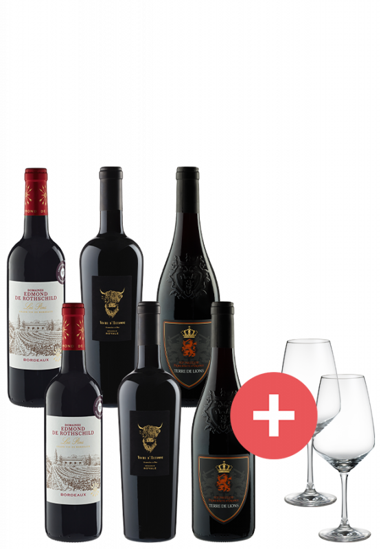 6er-Rotweinpaket Frankreichs Schätze inkl. 2er-Set Schott-Zwiesel Taste Gläser - Weinpakete - Weinfreunde