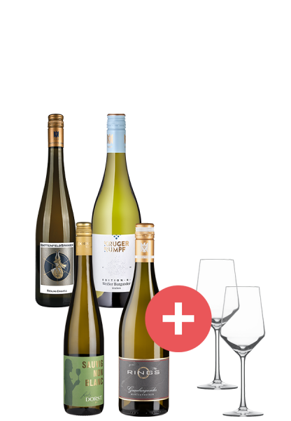 4er-Paket Weiße Festtagsweine + GRATIS Schott-Zwiesel Gläser - Weinpakete