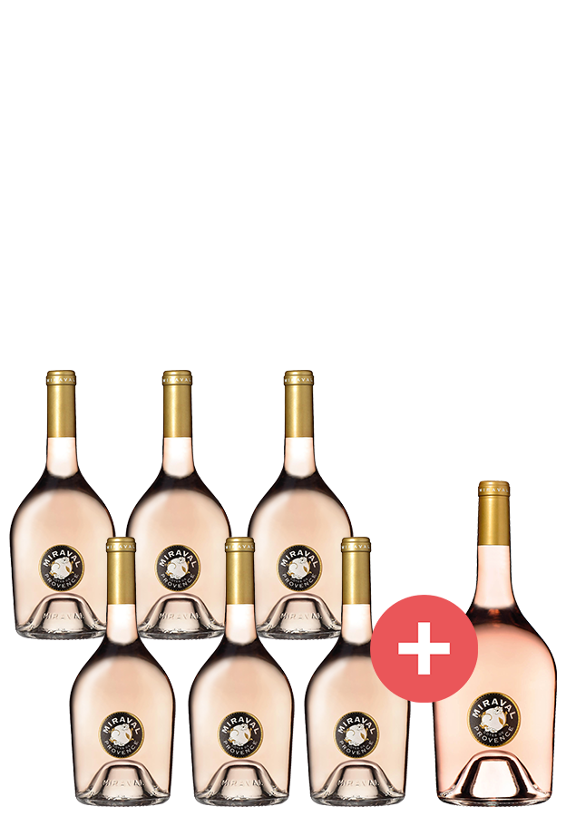6er-Paket Miraval Rosé + GRATIS Miraval 1,5L 