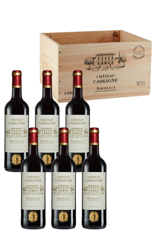 Image of 6er-Holzkiste Bordeaux AOP (2022) - Château Cassagne - Rotwein aus Bordeaux, Frankreich