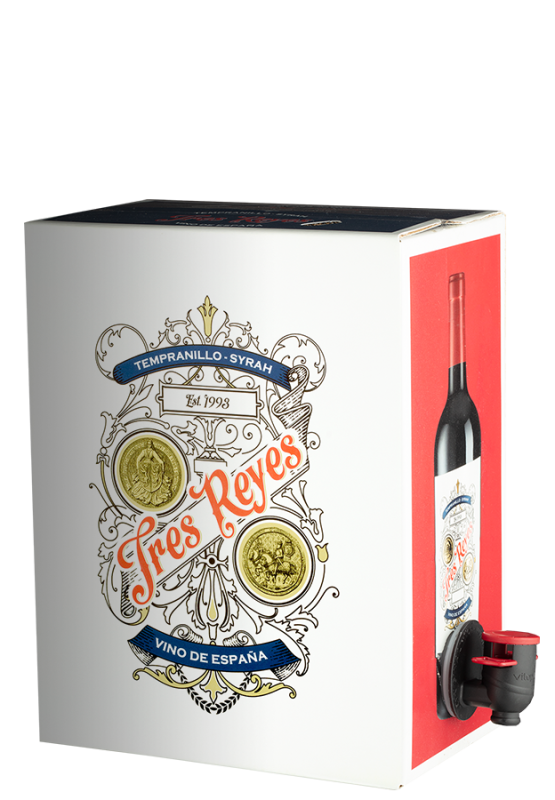 Tres Reyes Tempranillo-Syrah Bag-in-Box - 3,0 L (2021) - Bodegas y Viñedos Muñoz - Rotwein aus Spanien - Weinfreunde