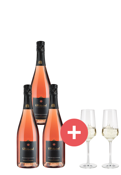 3er-Paket Wilhelmshof Rosé Sekt + GRATIS Schott-Zwiesel Champagner-Gläser - Weinpakete