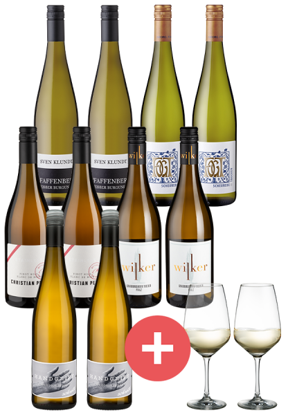 10er-Paket Weißweine + 2er-Set Schott-Zwiesel Taste Gläser - Weinpakete