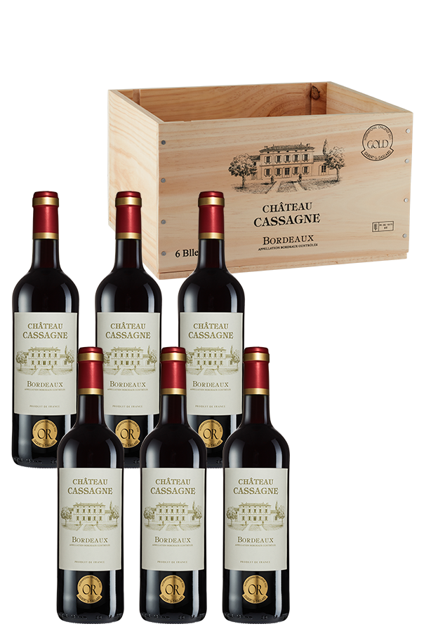 6er-Holzkiste Bordeaux AOP 2022