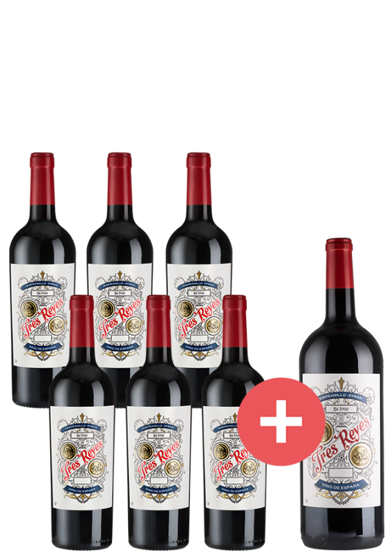 Image of 6er-Paket Tres Reyes Tempranillo-Syrah + GRATIS Magnum - Bodegas y Viñedos Muñoz - Weinpakete