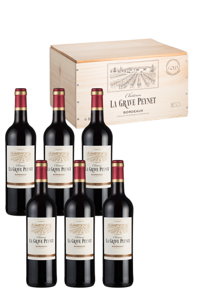 6er-Holzkiste Bordeaux AOP - 2021 - Château La Grave Peynet - Französischer Rotwein Rotwein 2000014849 Weinfreunde