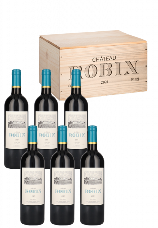 6er Original Holzkiste - Château Robin (2021) - Château Robin - Rotwein aus Bordeaux, Frankreich - Weinfreunde