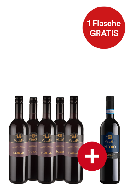 5+1-Paket Sartori Murari Rosso Verona + Gratis Festtagswein - Weinpakete