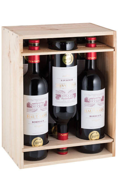 6er-Holzkiste Bordeaux Rouge - 2018 - Château Haut-Saric - Weinpakete