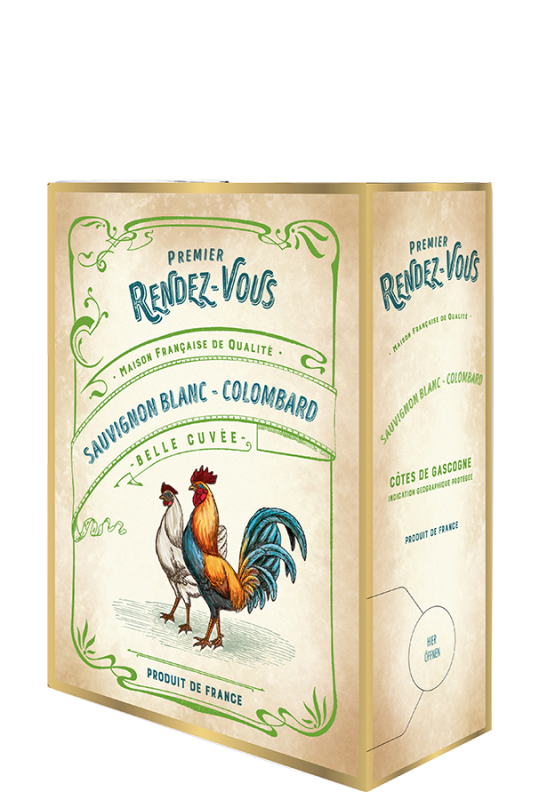Premier Rendez-Vous Sauvignon Blanc-Colombard Bag-in-Box - 3,0 L (2024) - Les Producteurs Réunis - Weißwein aus Frankreich - Weinfreunde