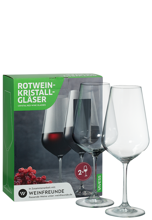2er-Set Vivess Rotwein-Kristallgläser 