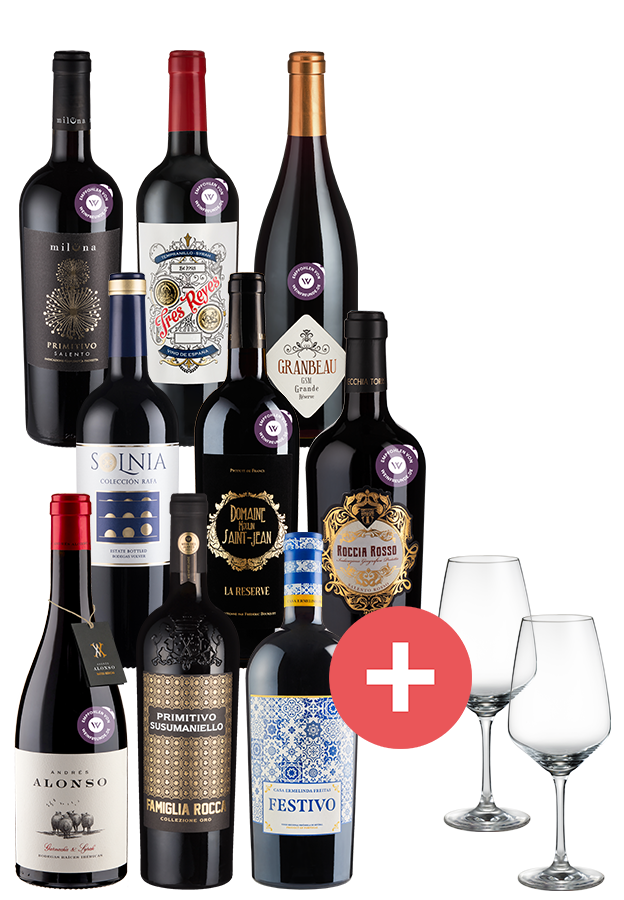 9er-Paket Weine des Jahres + GRATIS Schott-Zwiesel Gläser